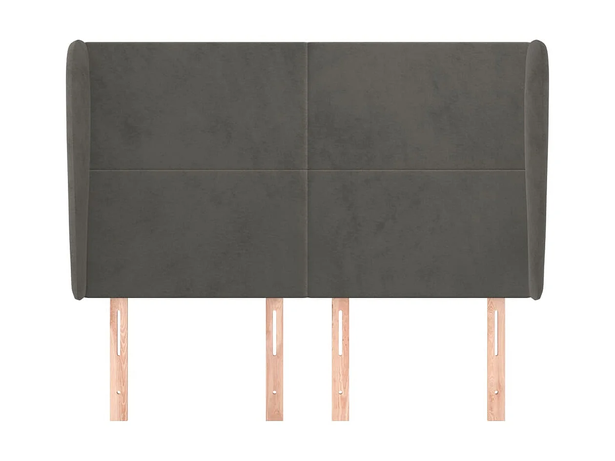 Tête de lit avec oreilles Gris foncé 147x23x118/128 cm Velours
