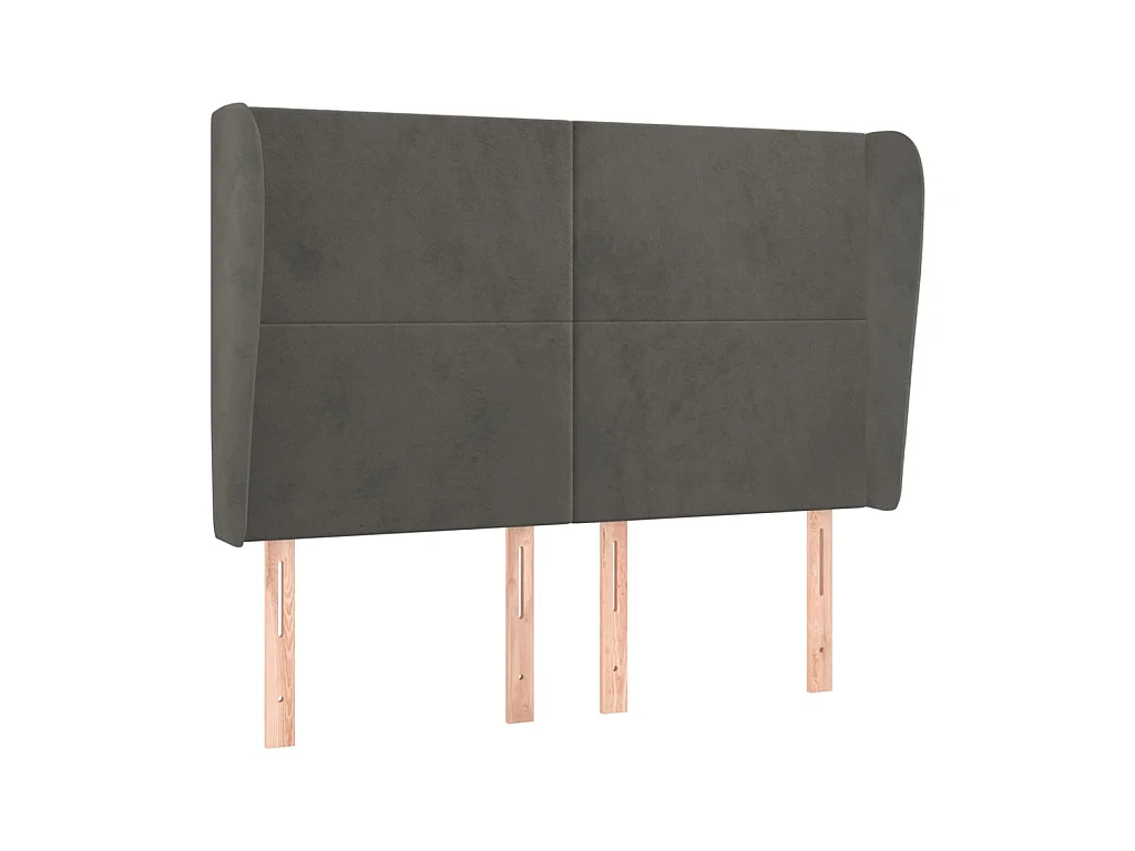 Tête de lit avec oreilles Gris foncé 147x23x118/128 cm Velours