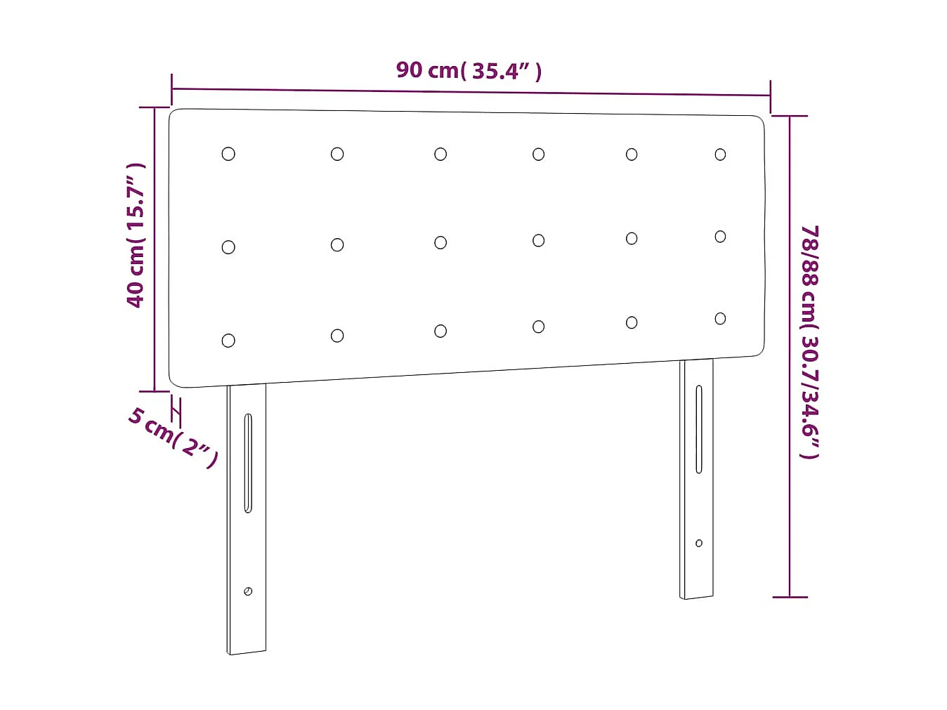 Tête de lit à LED Gris foncé 90x5x78/88 cm Tissu