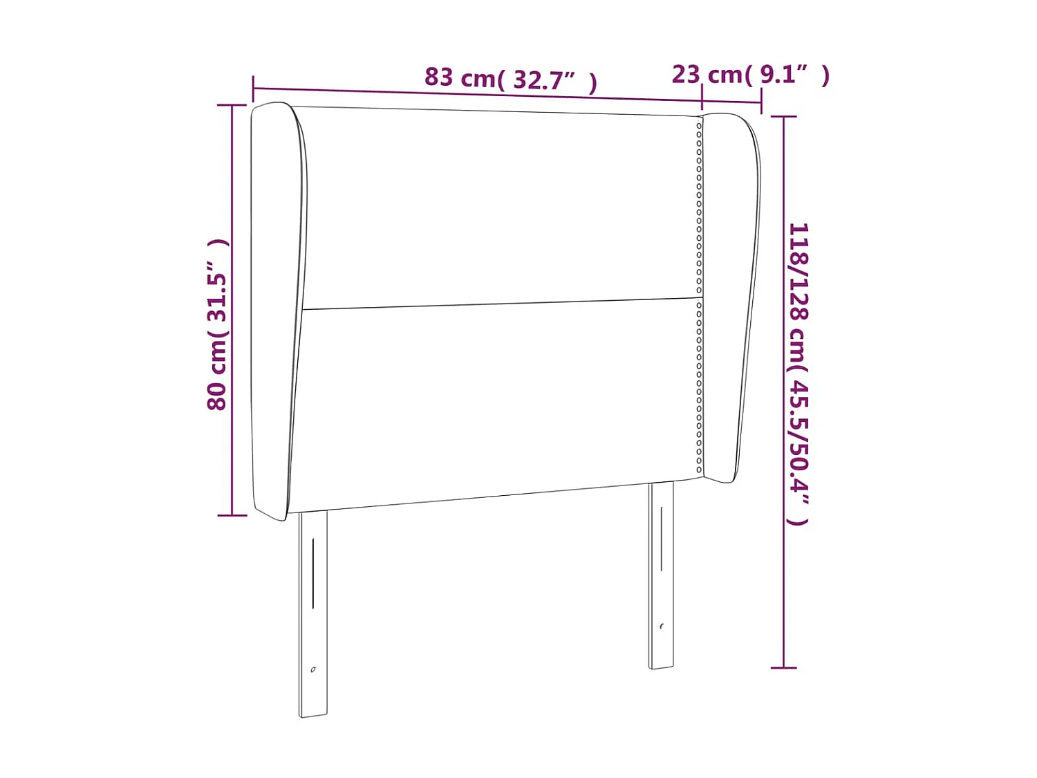 Tête de lit avec oreilles Noir 83x23x118/128 cm Similicuir