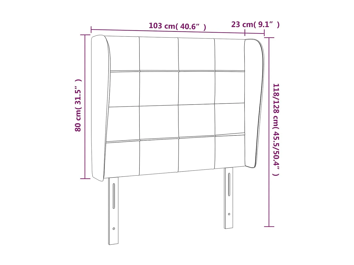 Tête de lit avec oreilles Crème 103x23x118/128 cm Tissu
