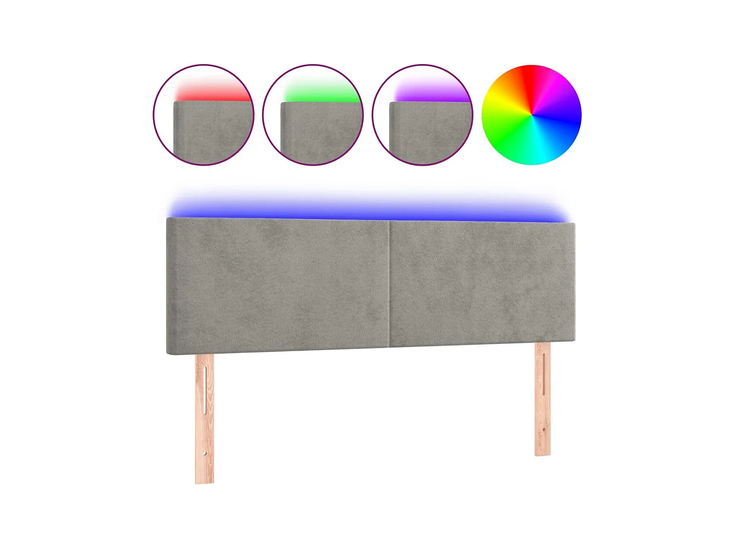 Tête de lit à LED Gris clair 144x5x78/88 cm Velours