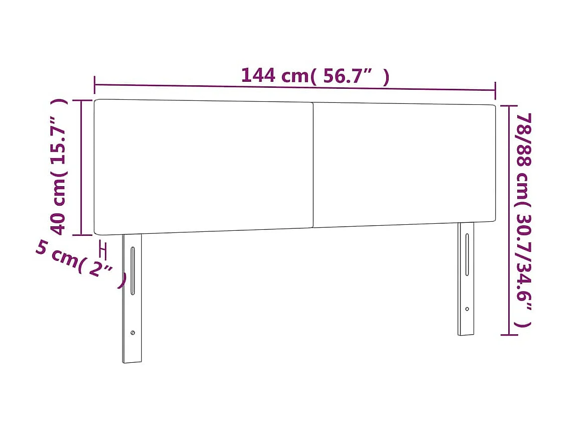 Tête de lit à LED Gris clair 144x5x78/88 cm Velours