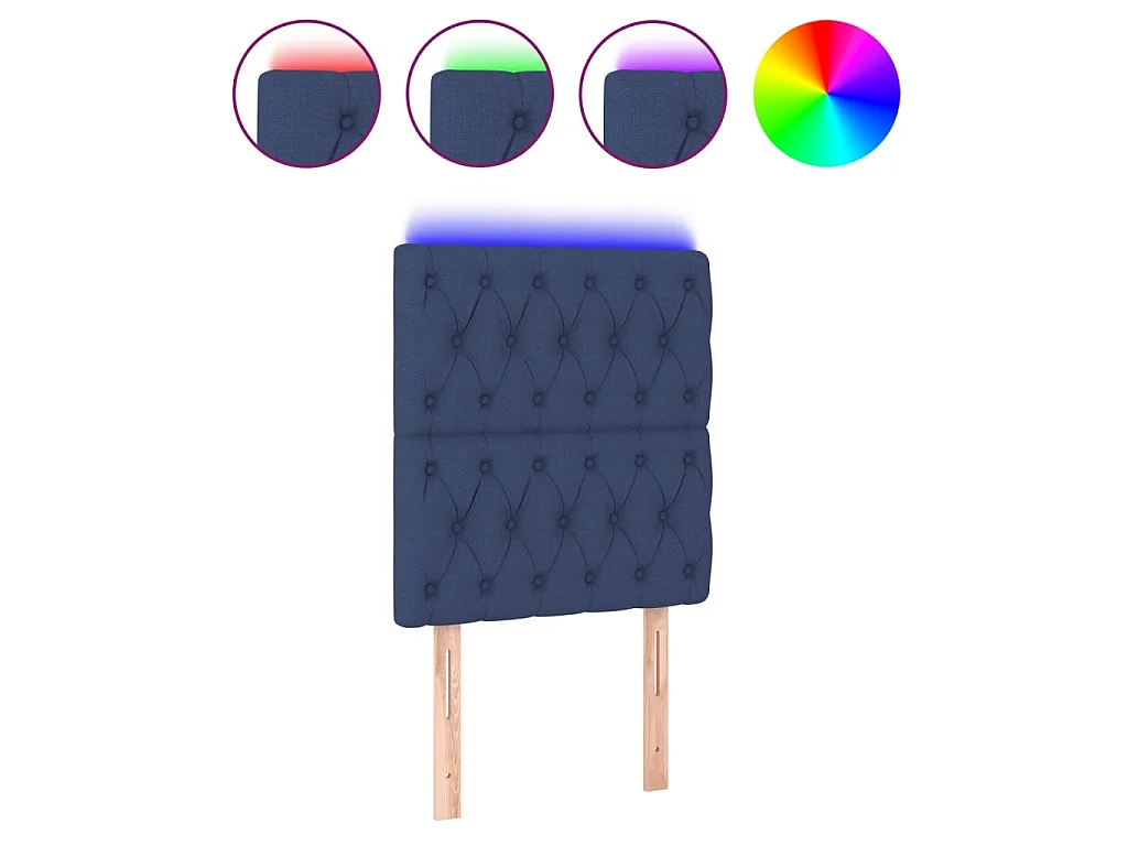 Cabeceira LED Azul 80x7x118/128 cm Tecido