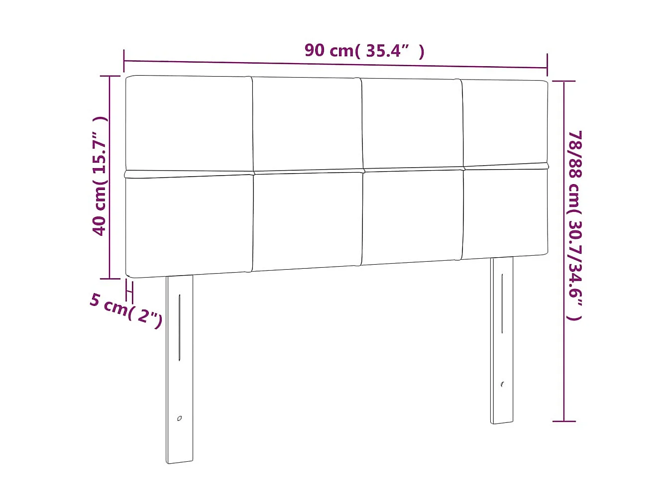 Tête de lit Rose 90x5x78/88 cm Velours
