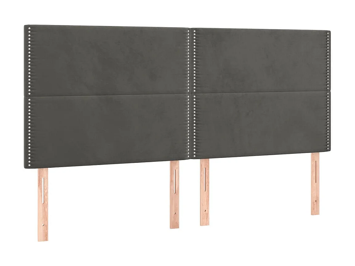 Cabecero LED Gris oscuro 200x5x118/128 cm Terciopelo