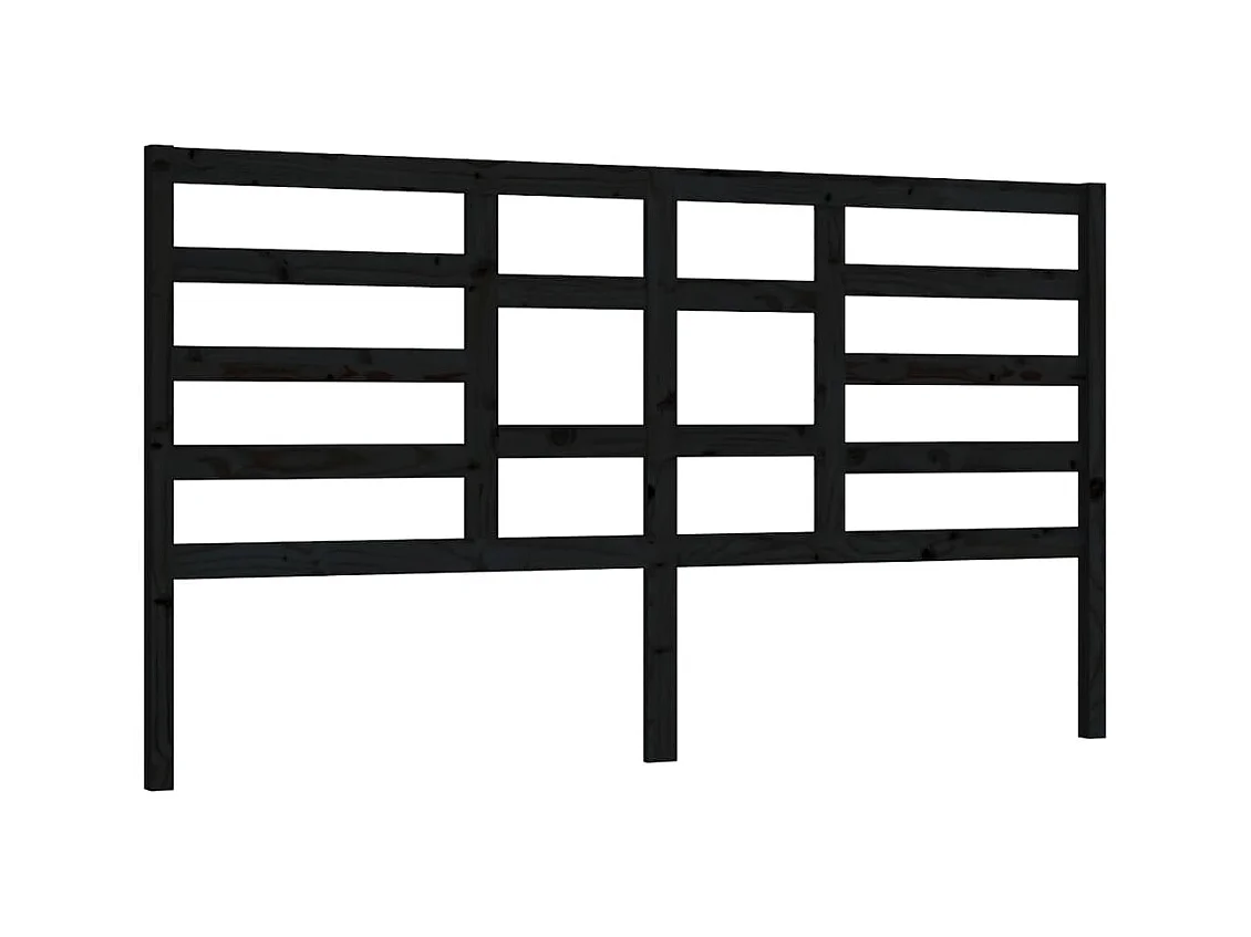 Tête de lit Noir 206x4x104 cm Bois massif de pin