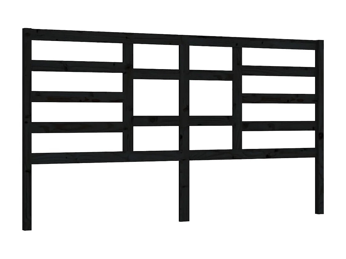 Tête de lit Noir 206x4x104 cm Bois massif de pin