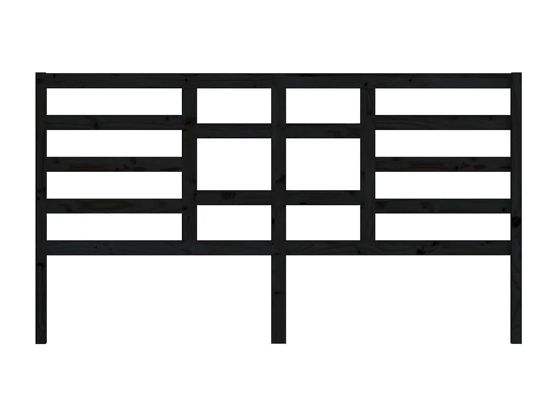 Tête de lit Noir 206x4x104 cm Bois massif de pin