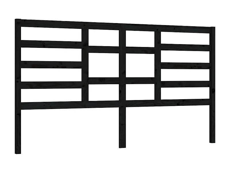 Tête de lit Noir 206x4x104 cm Bois massif de pin