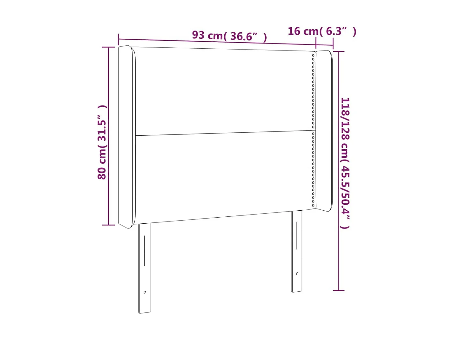 Tête de lit avec oreilles Blanc 93x16x118/128 cm Similicuir