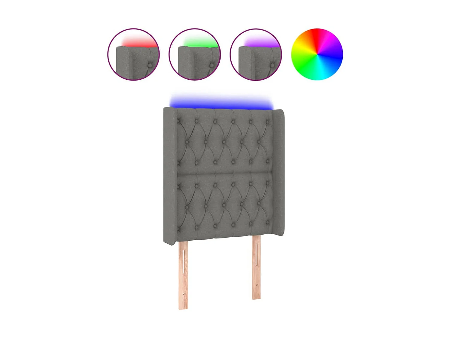 Tête de lit à LED Gris foncé 83x16x118/128 cm Tissu