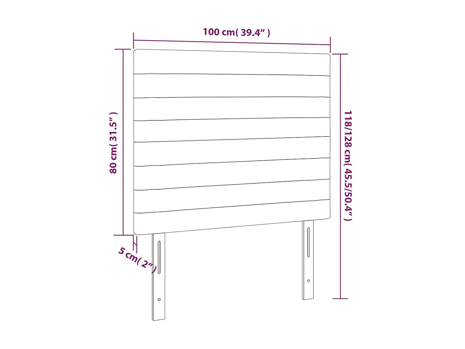 Têtes de lit 2 pcs Noir 100x5x78/88 cm Velours