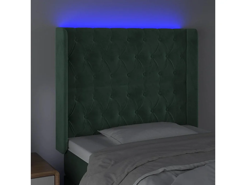 Tête de lit à LED Vert foncé 103x16x118/128 cm Velours