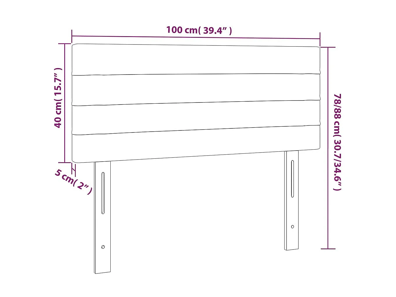 Tête de lit à LED Crème 100x5x78/88 cm Tissu