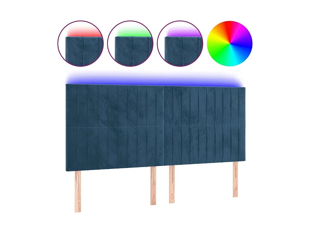 Tête de lit à LED Bleu foncé 180x5x118/128 cm Velours