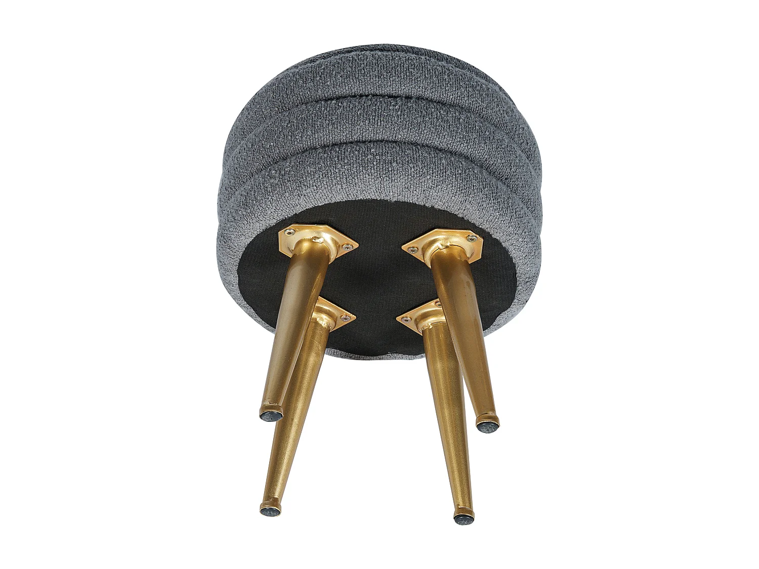 Tabouret bas coffre de rangement en tissu bouclette et métal doré - Gris - ESDALO