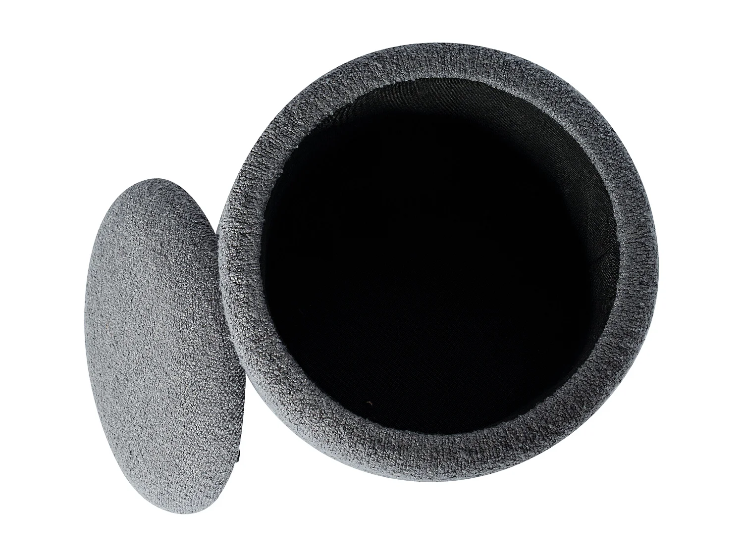 Tabouret bas coffre de rangement en tissu bouclette et métal doré - Gris - ESDALO