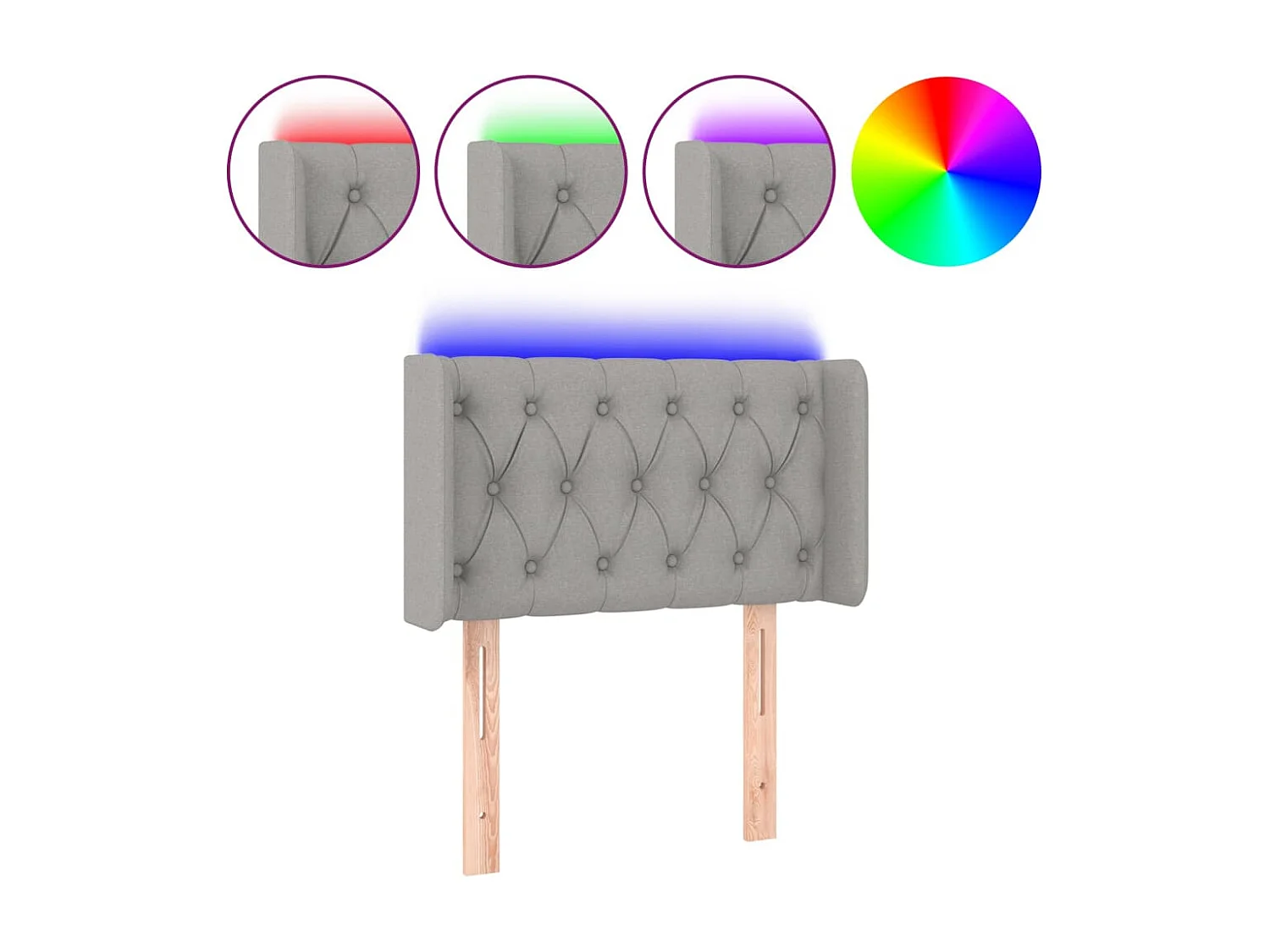 LED-hoofdbord Lichtgrijs 83x16x78/88 cm Stof