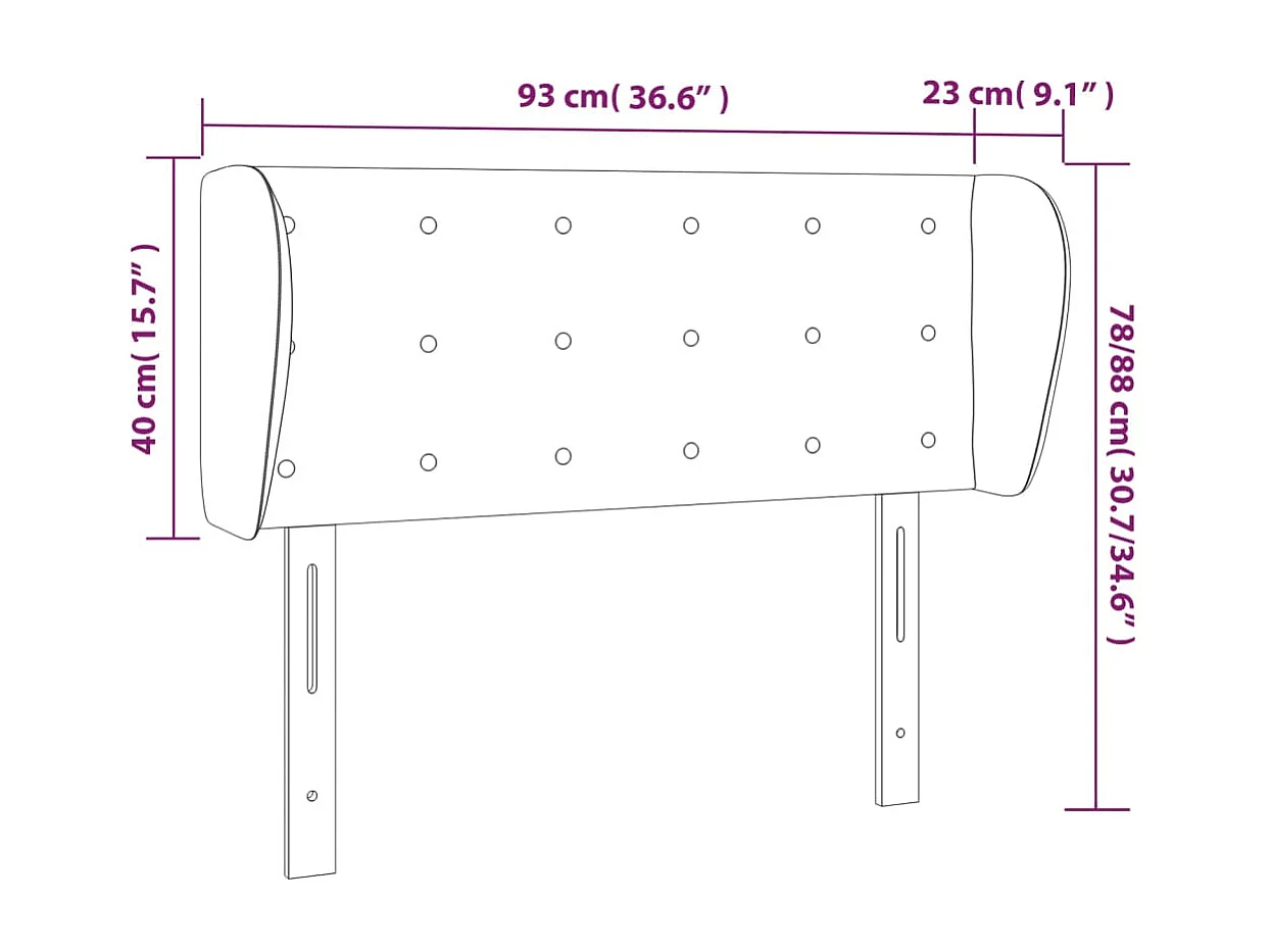 Tête de lit avec oreilles Gris clair 93x23x78/88 cm Tissu