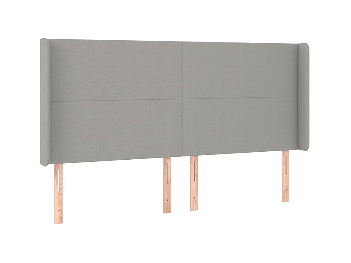 Tête de lit avec oreilles Gris clair 203x16x118/128 cm Tissu