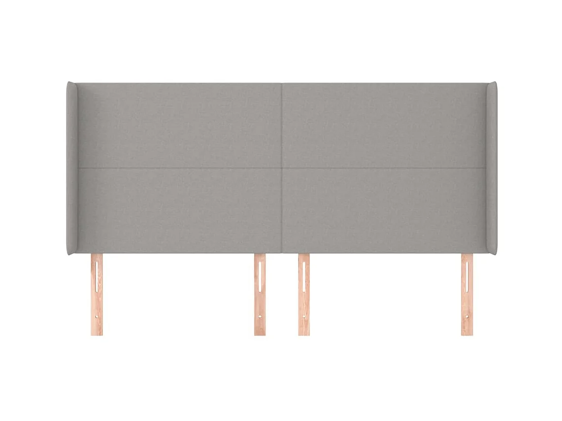 Testiera con orecchie Grigio chiaro 203x16x118/128 cm Tessuto
