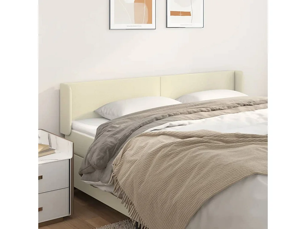 Testiera con orecchie Crema 203x16x78/88 cm Ecopelle