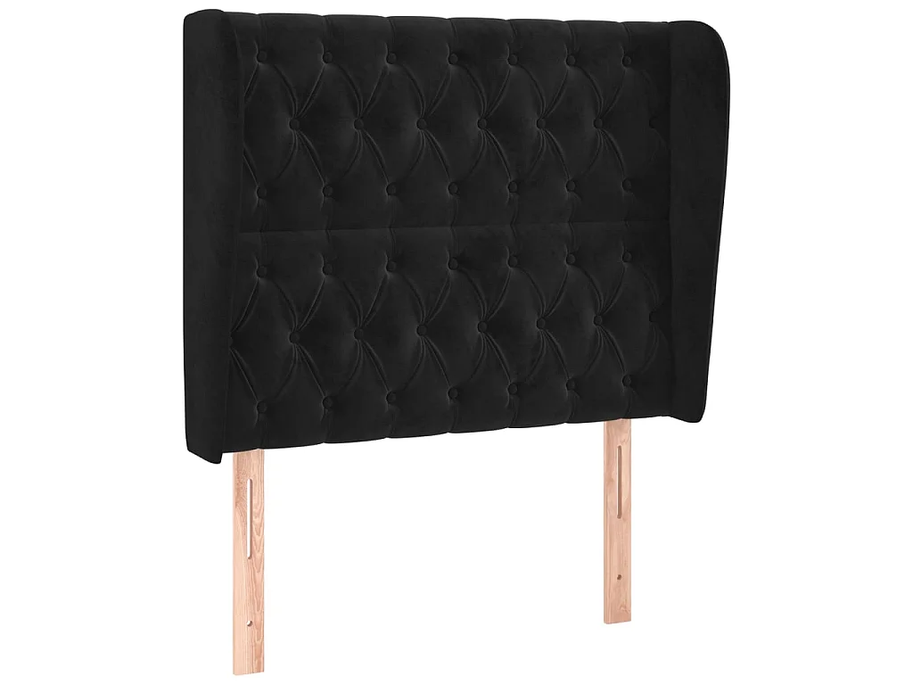 Tête de lit avec oreilles Noir 103x23x118/128 cm Velours