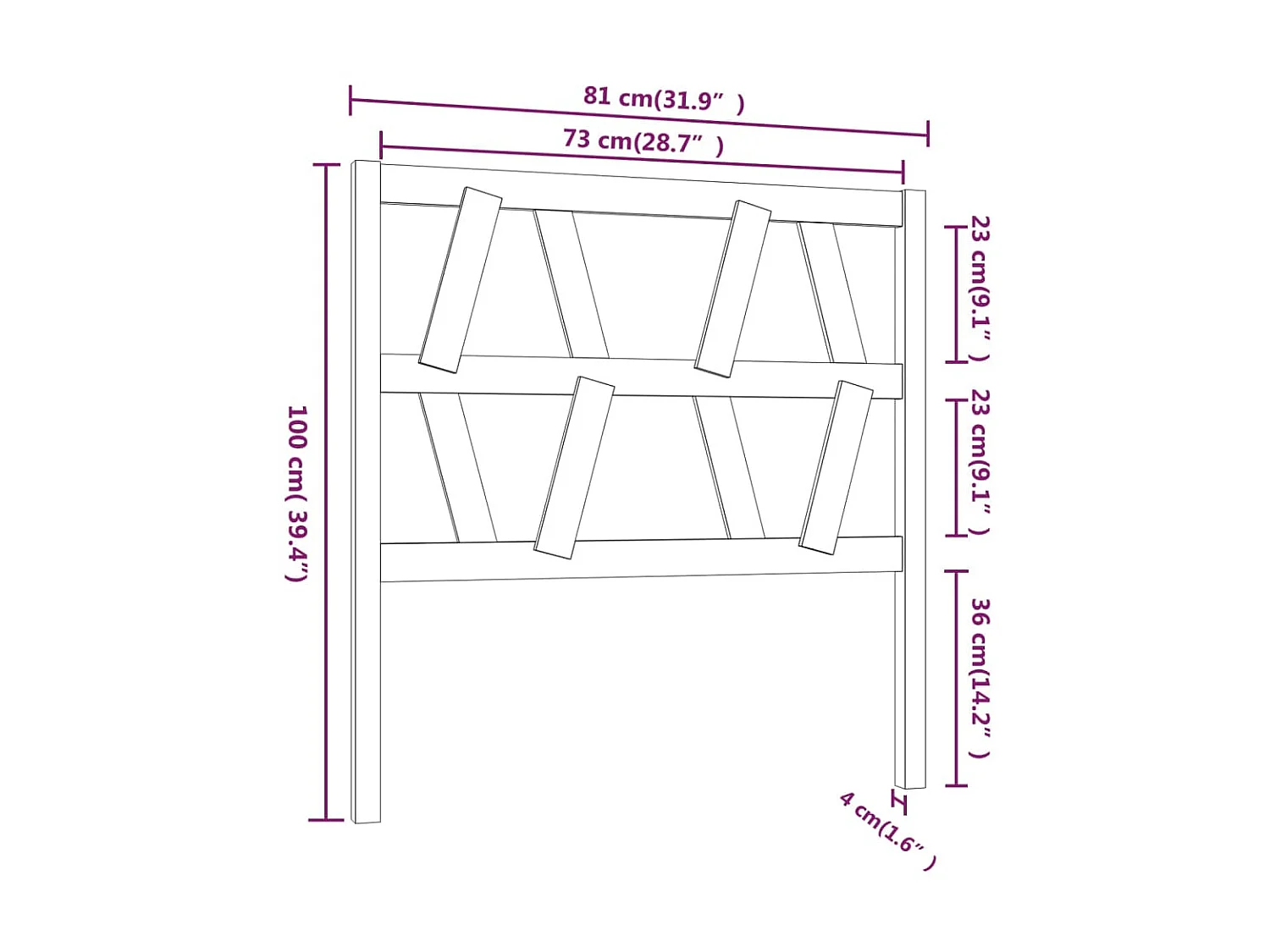 Tête de lit Noir 81x4x100 cm Bois massif de pin