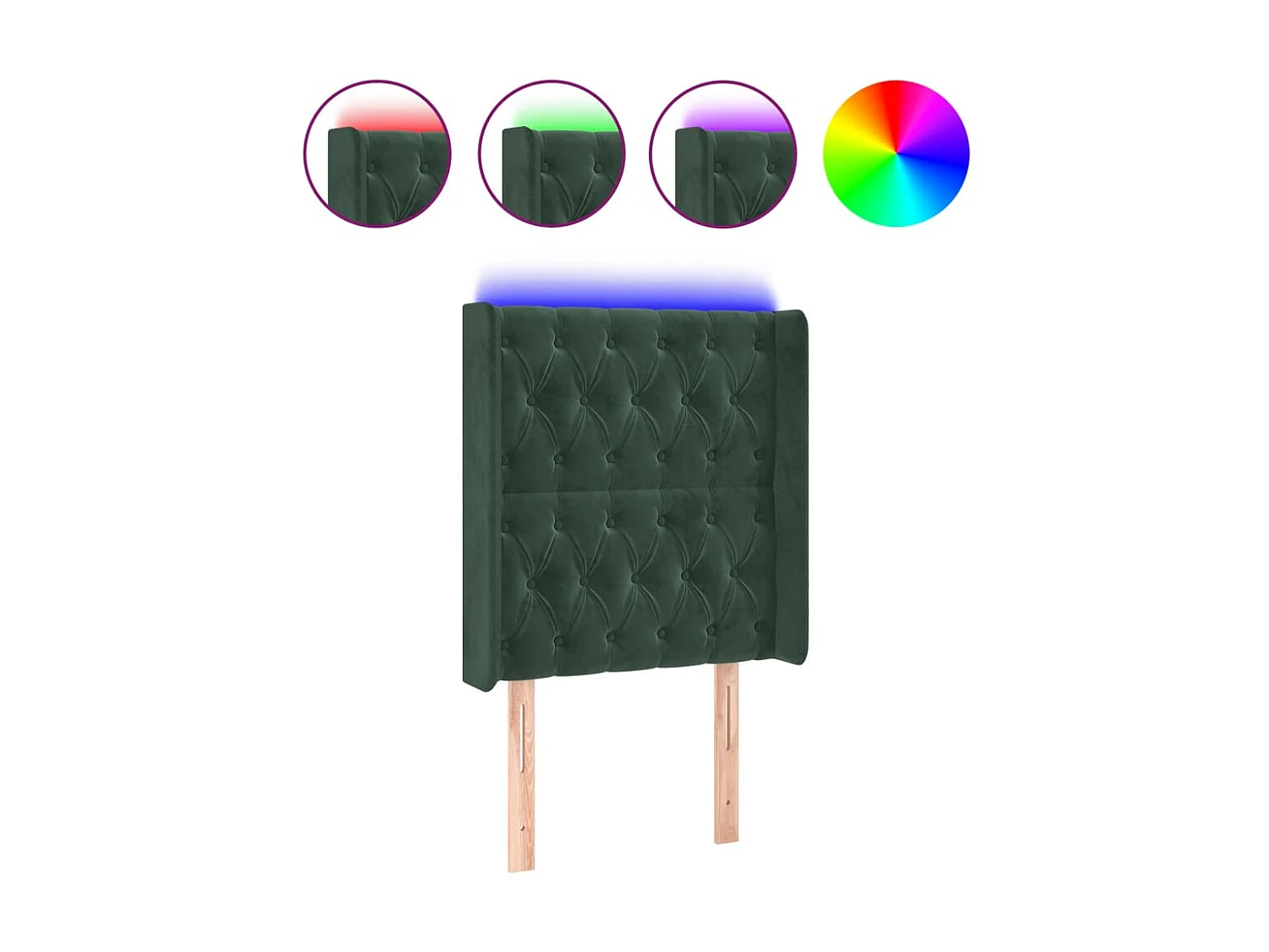 Tête de lit à LED Vert foncé 83x16x118/128 cm Velours