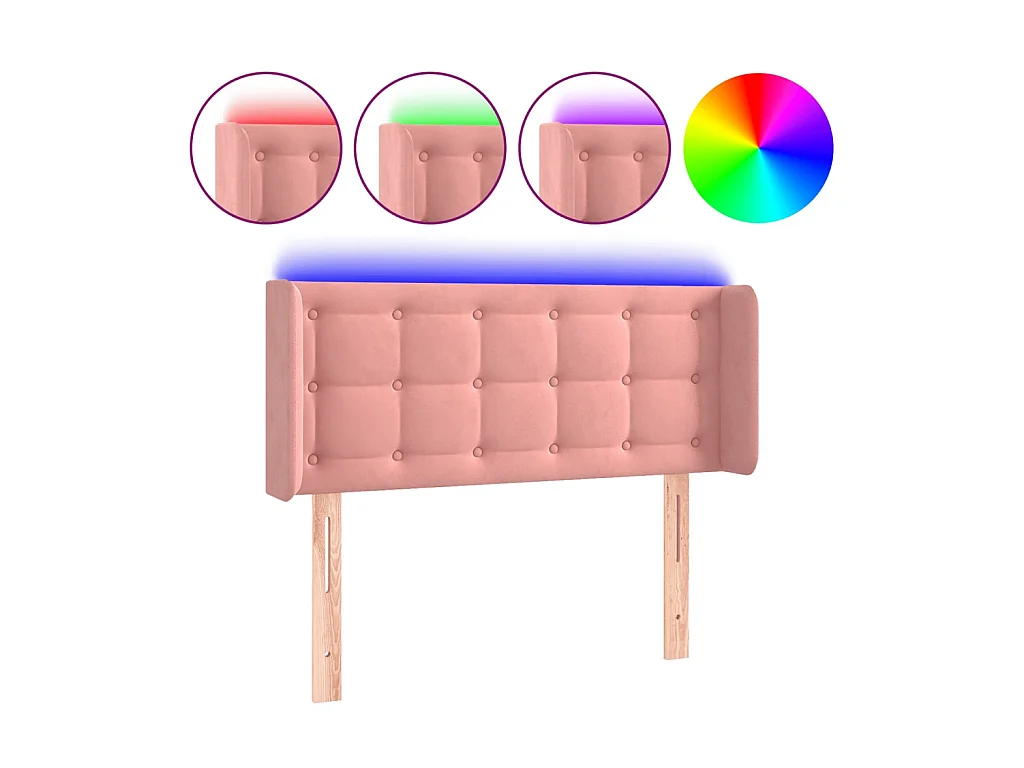 Tête de lit à LED Rose 103x16x78/88 cm Velours