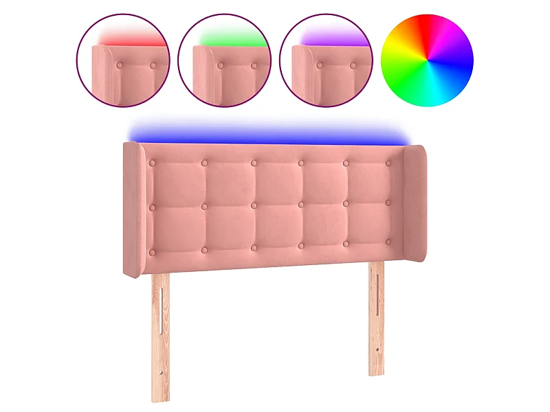 Cabeceira LED rosa 103x16x78/88 cm veludo