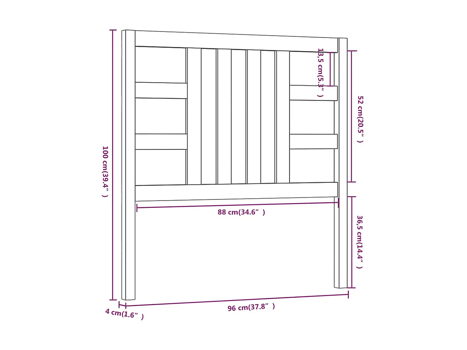 Cabeceira Branca 96x4x100 cm Madeira maciça de pinho