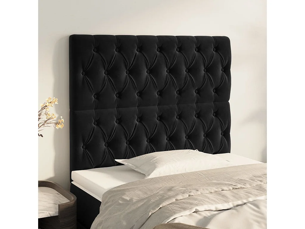 Têtes de lit 2 pcs Noir 100x7x78/88 cm Velours