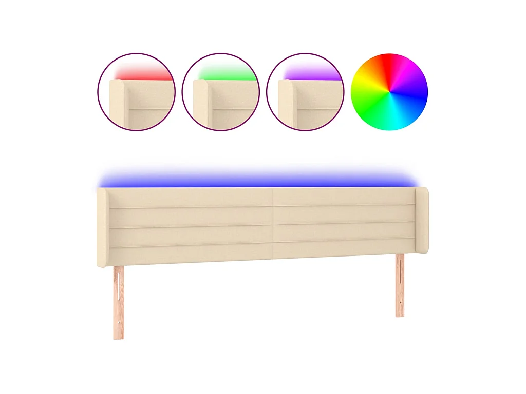 Tête de lit à LED Crème 203x16x78/88 cm Tissu