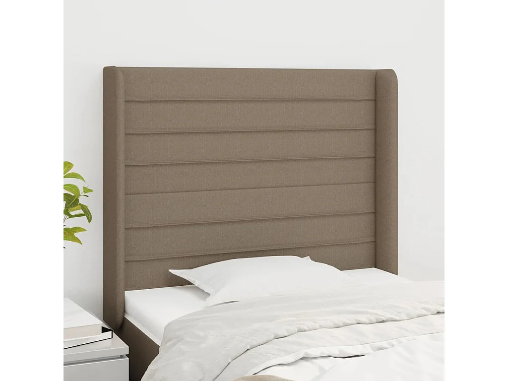 Cabecero con orejas Taupe 103x16x118/128 cm Tela