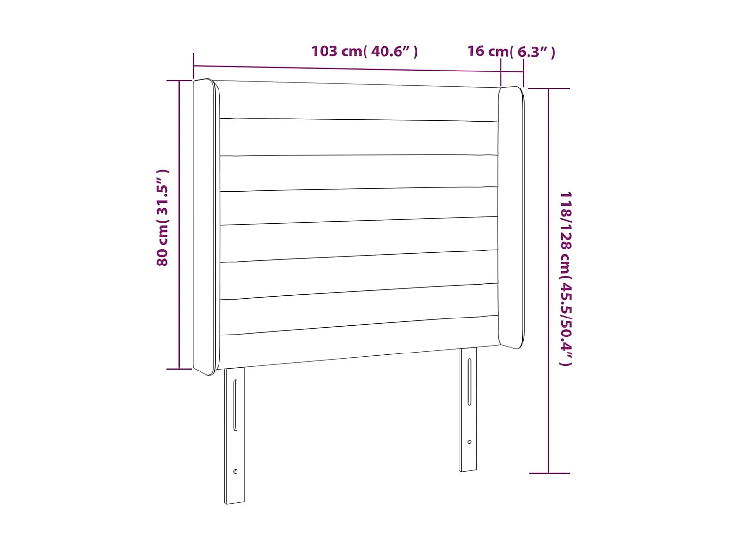 Tête de lit avec oreilles Taupe 103x16x118/128 cm Tissu