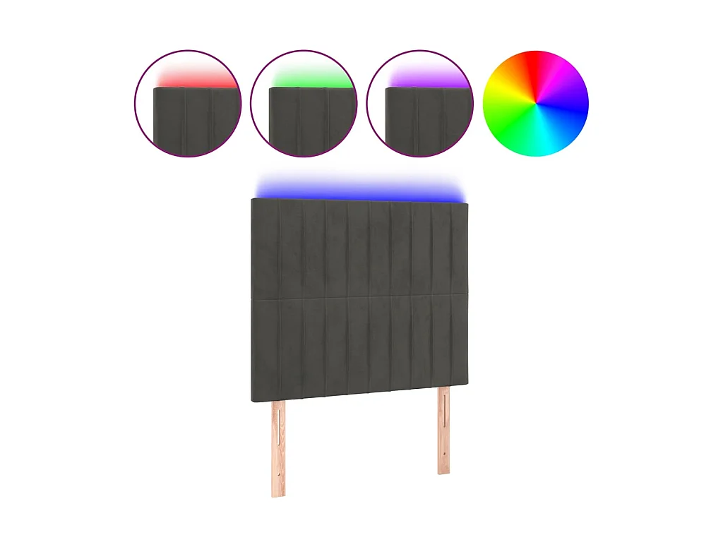 Tête de lit à LED Gris foncé 80x5x118/128 cm Velours