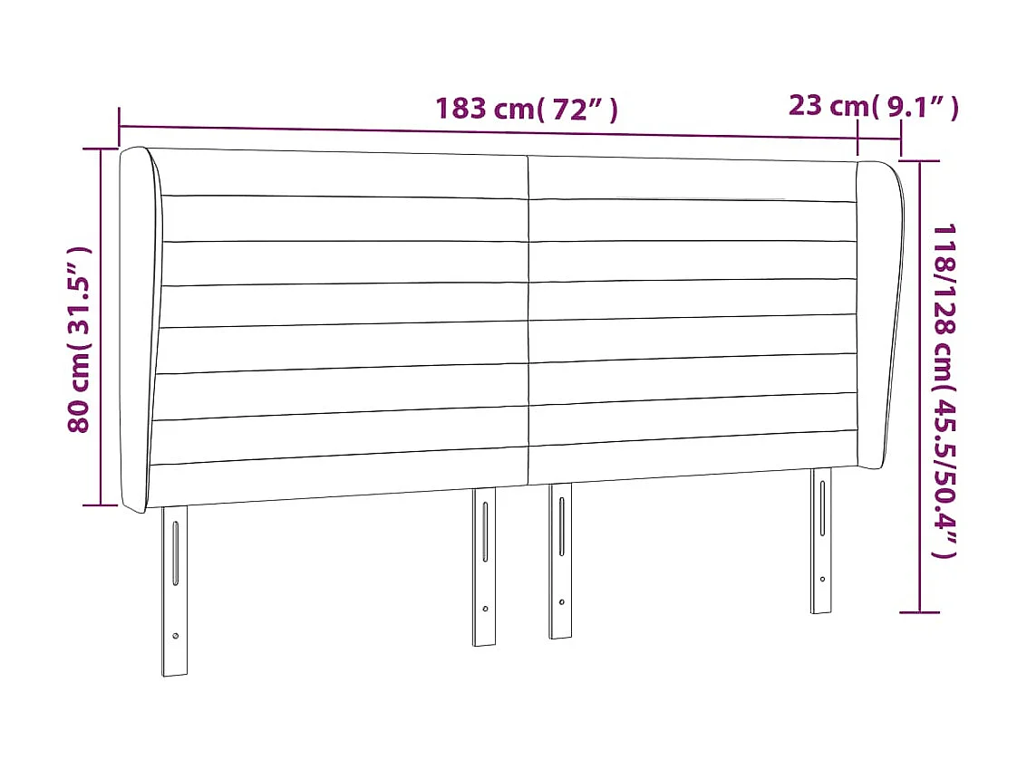 Tête de lit avec oreilles Crème 183x23x118/128 cm Tissu