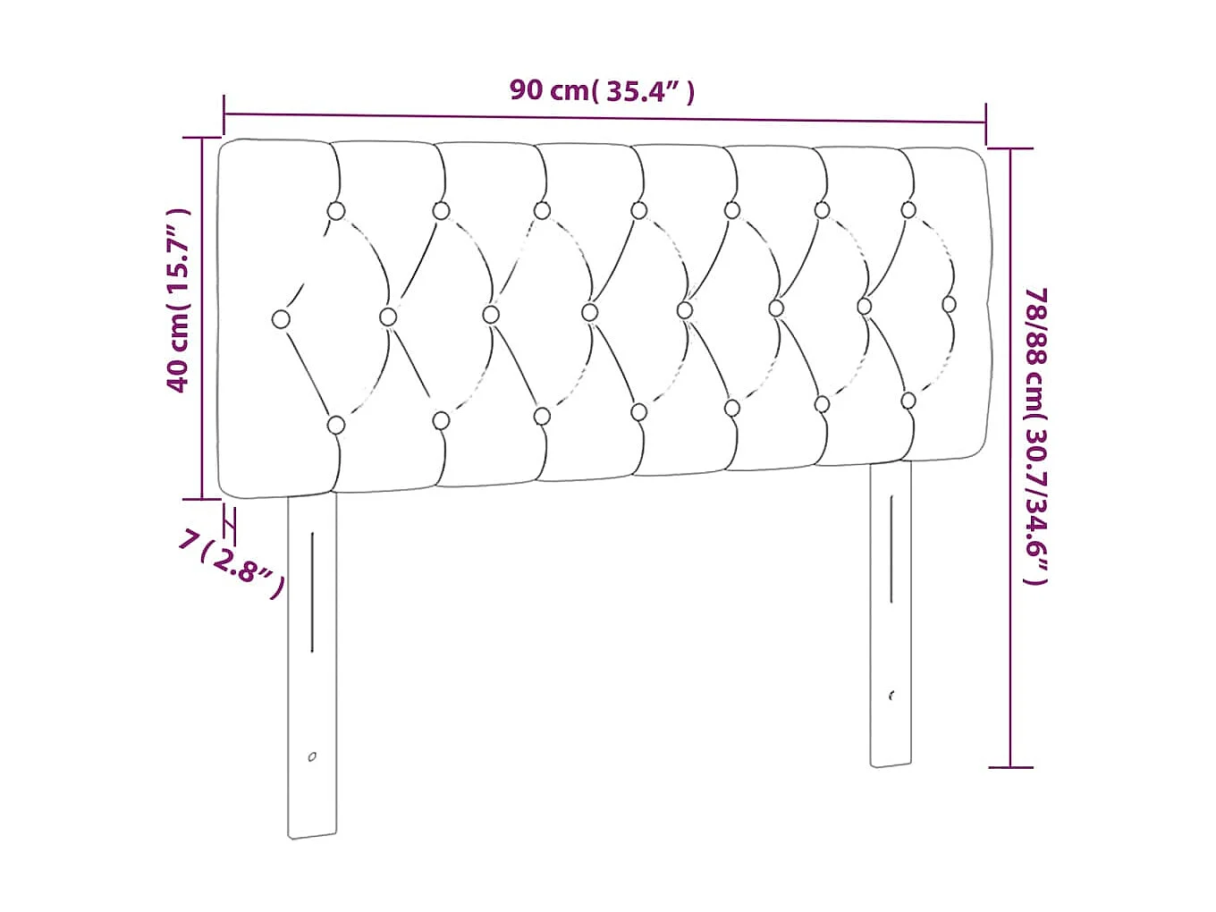 Testiera LED Grigio chiaro 90x7x78/88 cm Tessuto