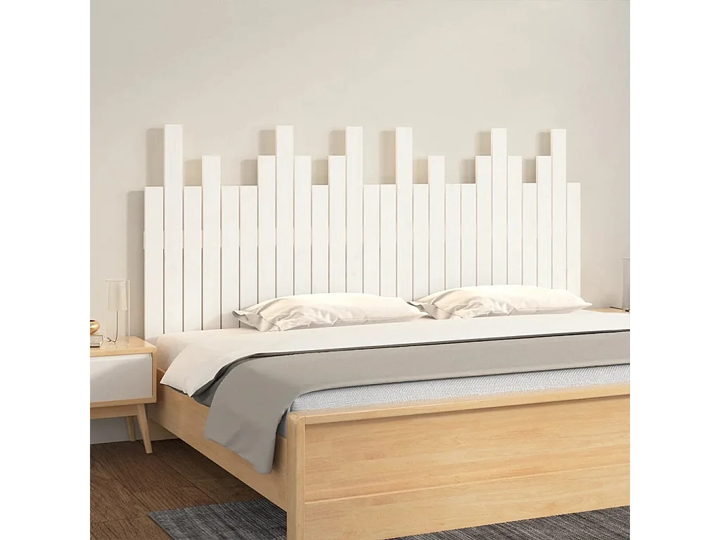 Cabecero de pared Blanco 166x3x80 cm Madera maciza de pino