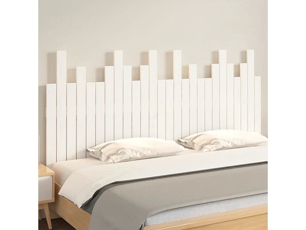 Cabecero de pared Blanco 166x3x80 cm Madera maciza de pino