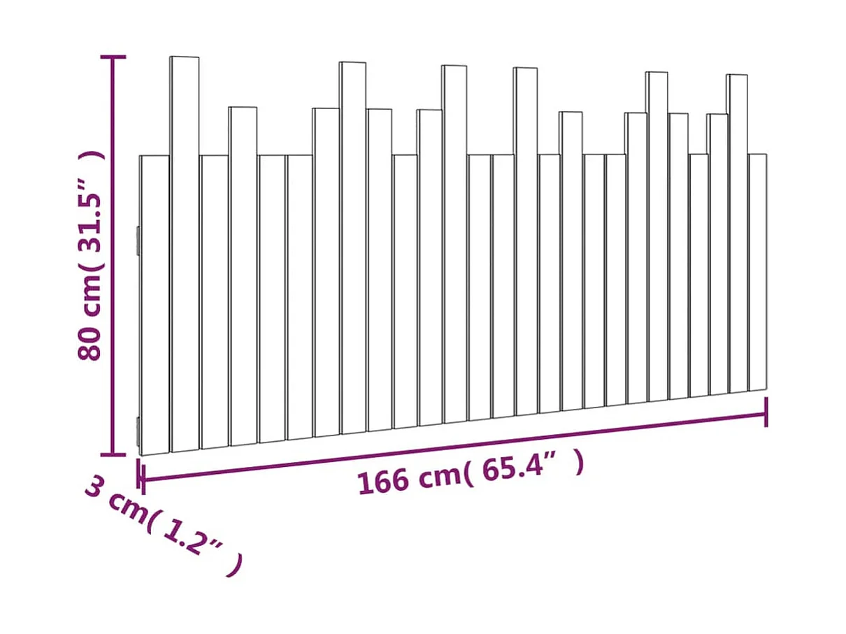 Cabecero de pared Blanco 166x3x80 cm Madera maciza de pino