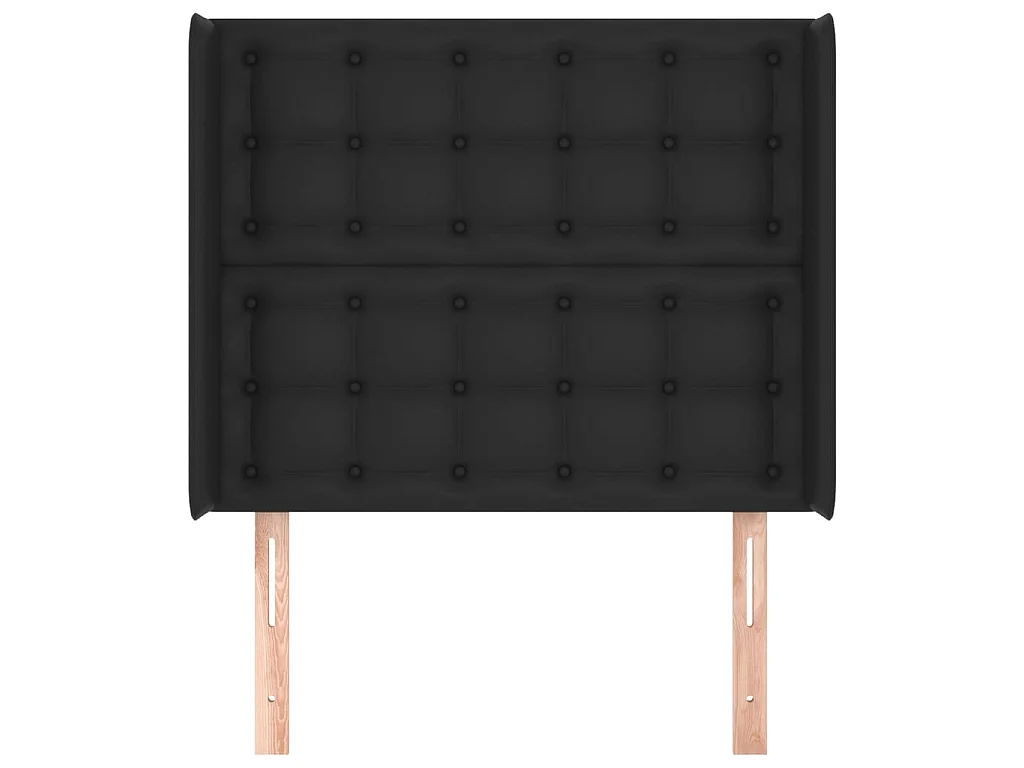 Cabeceira com orelhas Preto 93x16x118/128 cm Pele sintética