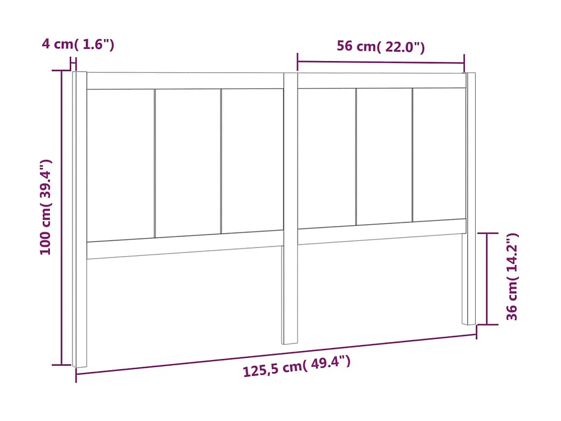 Tête de lit Gris 125,5x4x100 cm Bois massif de pin