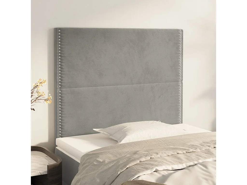 Têtes de lit 2 pcs Gris clair 90x5x78/88 cm Velours