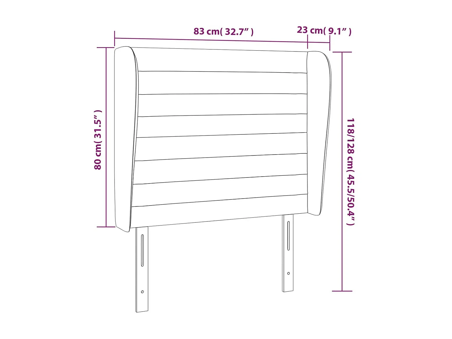 Hoofdbord met oren Zwart 83x23x118/128 cm Fluweel