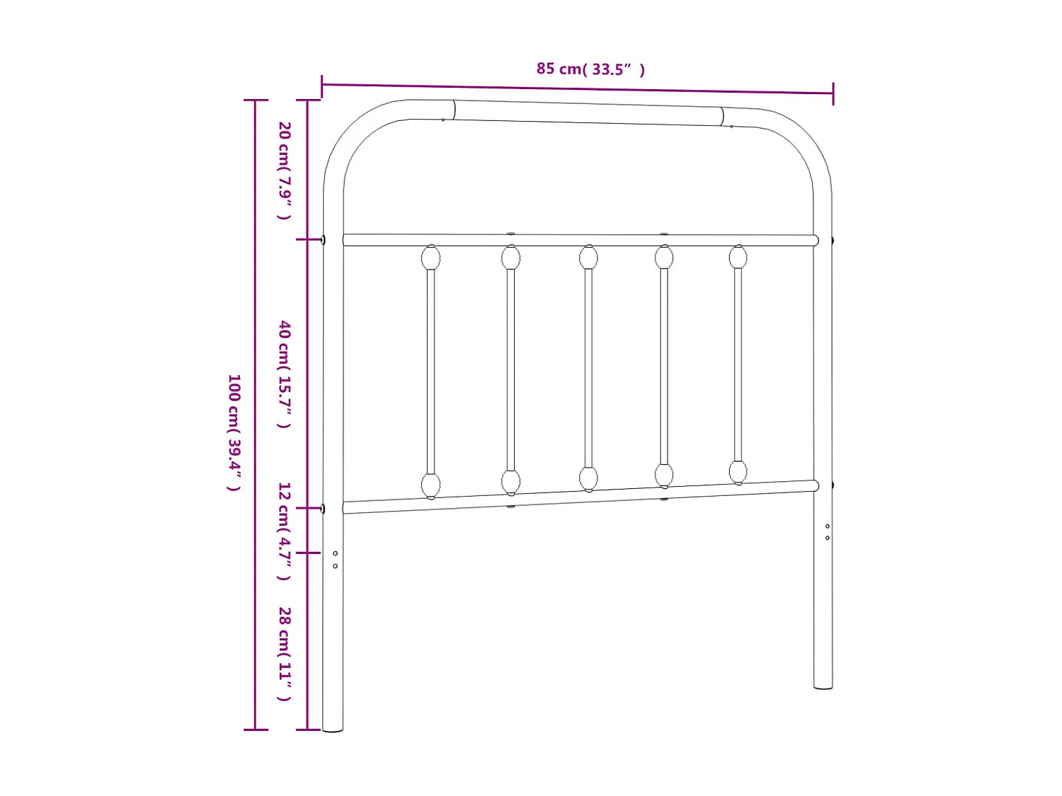 Tête de lit métal blanc 80 cm