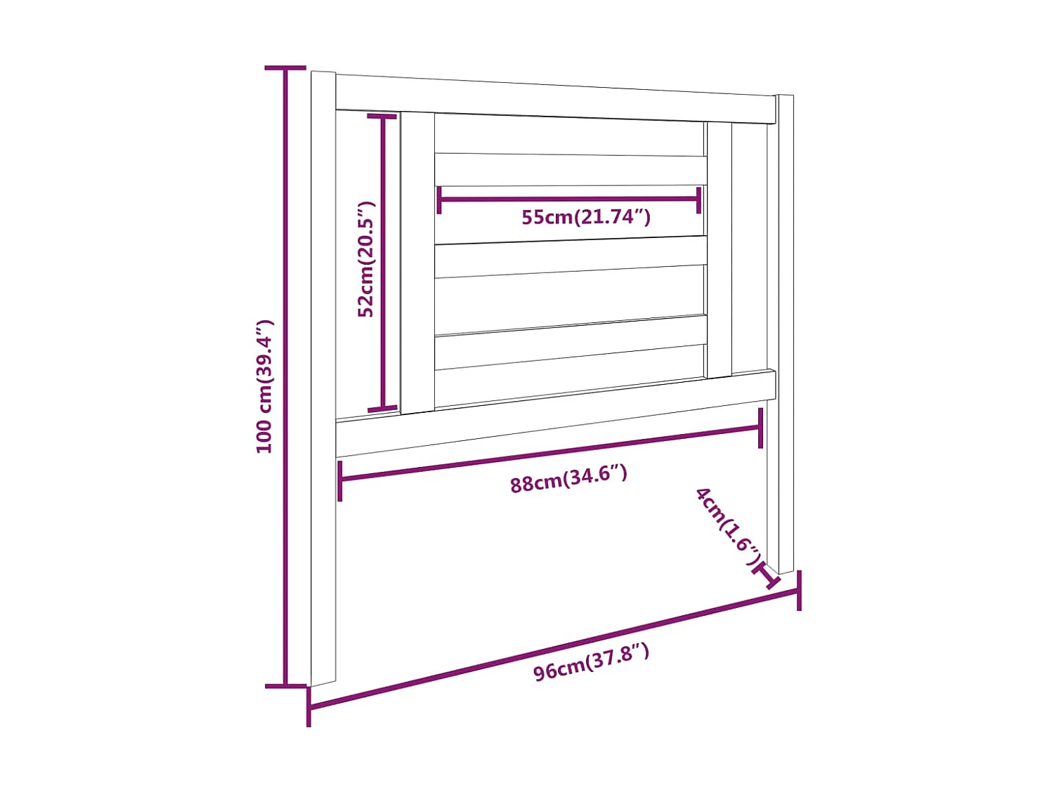 Tête de lit Gris 96x4x100 cm Bois massif de pin