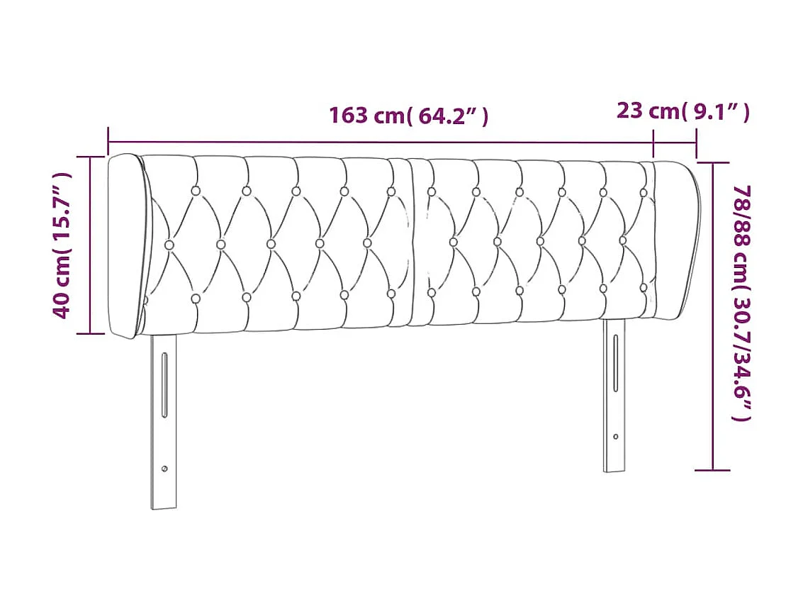 Tête de lit avec oreilles Taupe 163x23x78/88 cm Tissu
